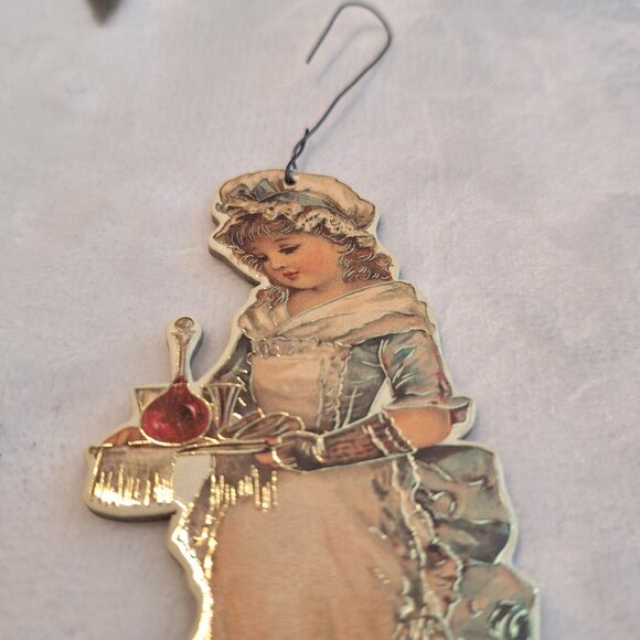 Vintage 1988 Merrimack Publishing Victorian Girl 5" Die Cut Christmas Ornament - Picture 5 of 7